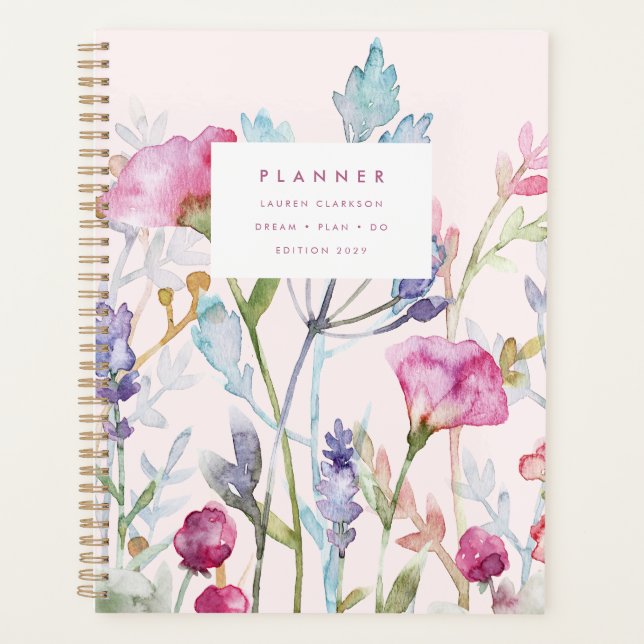 Watercolor Botanical Pastel Floral Planner (Front)