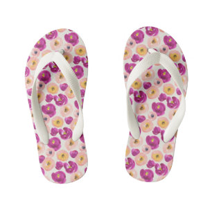 Watercolor Botanical Pattern Kid's Jandals