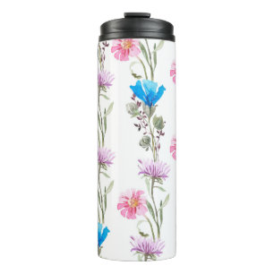 Watercolor botanical pattern thermal tumbler