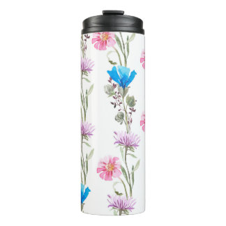 Watercolor botanical pattern thermal tumbler