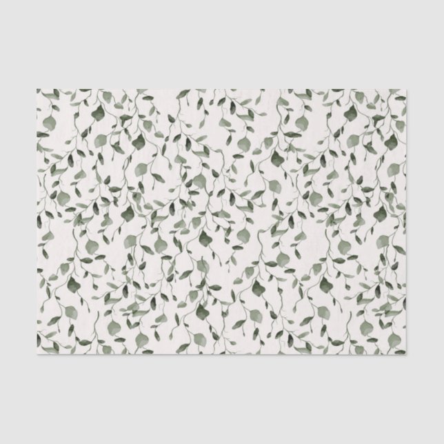 Watercolor Botanical Pattern Wedding Tissue Paper (Front)