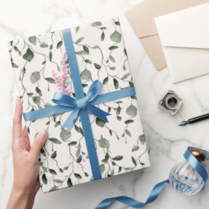 Watercolor Botanical Pattern Wedding Wrapping Paper