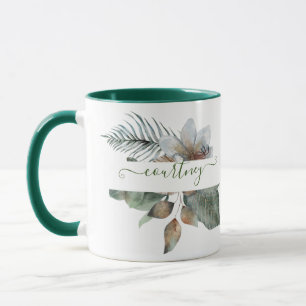 Watercolor botanical personalised mug