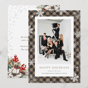 Watercolor Botanical Photo Corporate Business Holiday Card