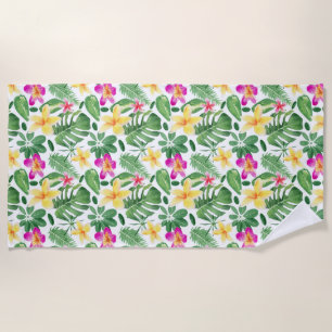 Watercolor Botanical Poppies Floral Beach Towel