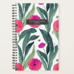 Watercolor Botanical Poppies Floral Pattern Planner<br><div class="desc">Watercolor inspired red poppies pattern with botanical greenery.  Personalise name inside grey rectangle at front.</div>