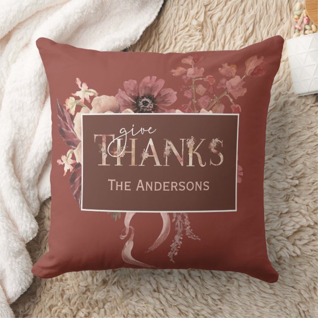 Watercolor Botanical Pumpkins Thanksgiving Cushion (Blanket)
