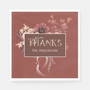 Watercolor Botanical Pumpkins Thanksgiving Napkin