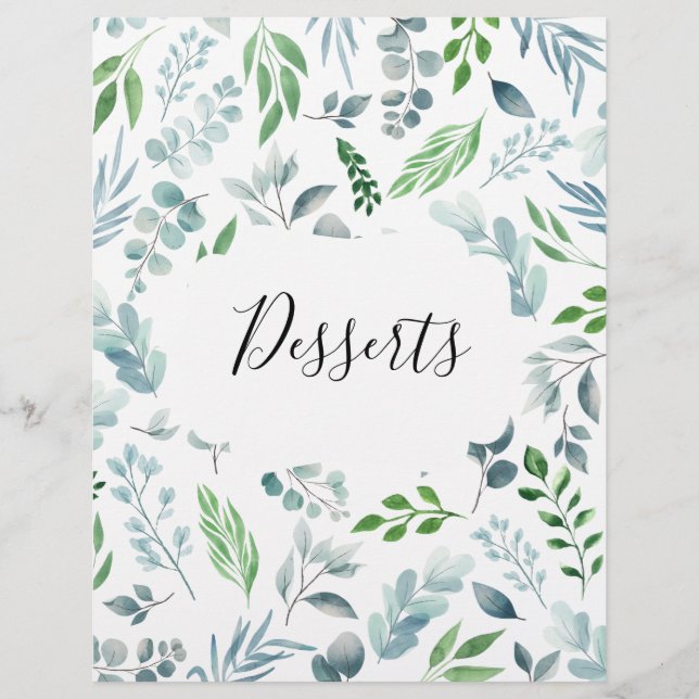 Watercolor Botanical Recipe Binder Tab Divider (Front)