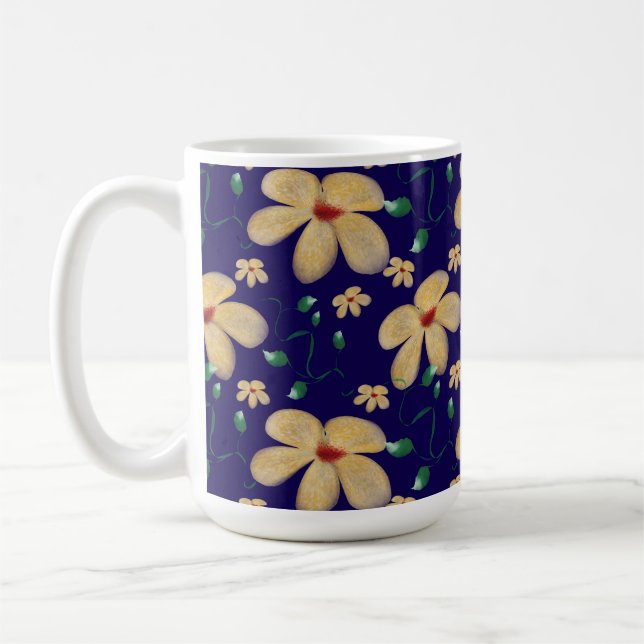Watercolor Botanical Seamless Pattern   Coffee Mug (Left)