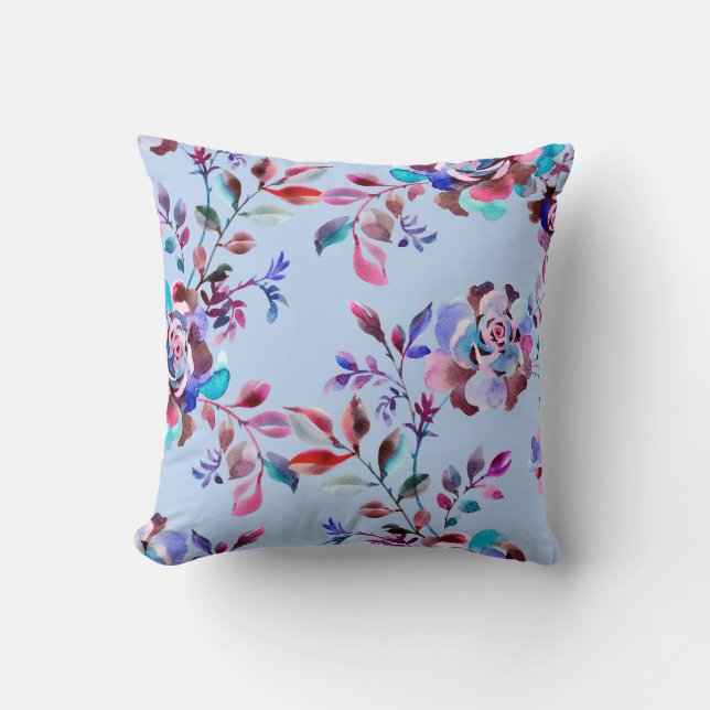 Watercolor botanical seamless pattern. Hand drawn  Cushion (Front)
