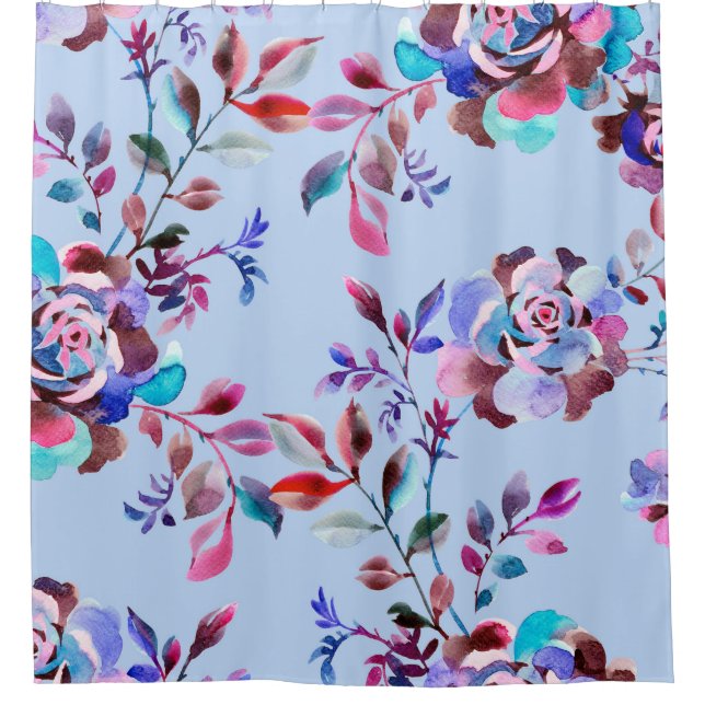 Watercolor botanical seamless pattern. Hand drawn  Shower Curtain (Front)