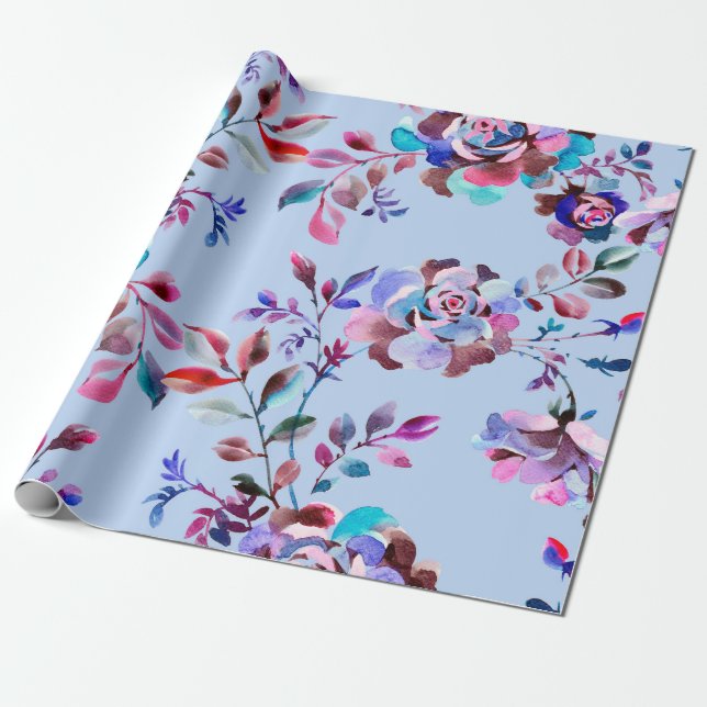 Watercolor botanical seamless pattern. Hand drawn  Wrapping Paper (Unrolled)