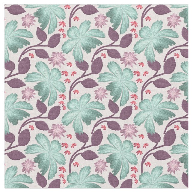 Watercolor Botanical Seamless Pattern Pastel Leave Fabric (Close Up)