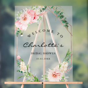 Watercolor Botanical Spring Geometric Bridal Acrylic Sign