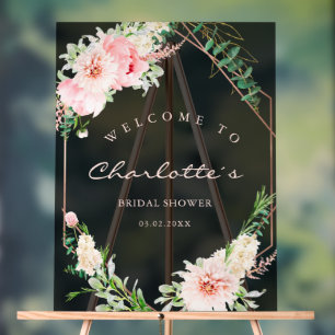 Watercolor Botanical Spring Geometric Bridal Acrylic Sign