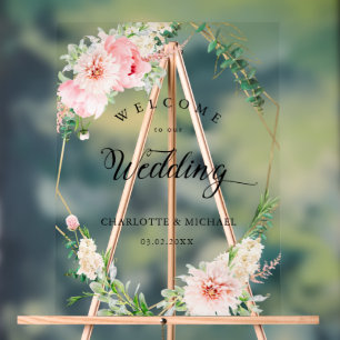 Watercolor Botanical Spring Geometric Wedding  Acrylic Sign