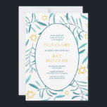 Watercolor Botanical Star Bar Bat Mitzvah Photo Invitation<br><div class="desc">Perfect card to announce a bat mitzvah, bar mitzvah or other Jewish celebration! Hand made watercolor art for you on the front and photo on back side! FULLY CUSTOMIZABLE! Click on “Personalise” above to edit the text and add your own photo. Click "edit using design tool" to adjust the fonts,...</div>