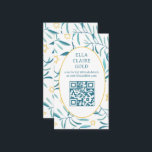 Watercolor Botanical Star David Bar Bat Mitzvah QR<br><div class="desc">Perfect enclosure card to announce a bat mitzvah, bar mitzvah or other Jewish celebration! Hand made watercolor art for you on the front and back side! FULLY CUSTOMIZABLE! Click on “Personalise” above to edit the text and add your link to the QR code. Click "edit using design tool" to adjust...</div>