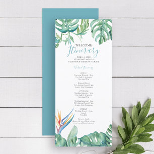 Watercolor Botanical Tropical Wedding Itinerary