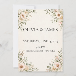 Watercolor Botanical Wedding Invitation Editable