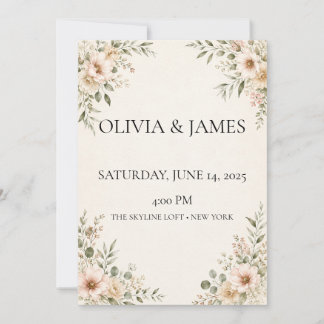 Watercolor Botanical Wedding Invitation Editable