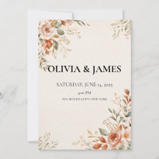 Watercolor Botanical Wedding Invitation Editable R