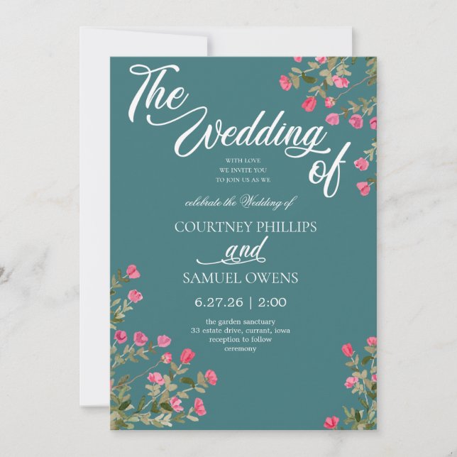 Watercolor Botanical Wedding Invite (Front)