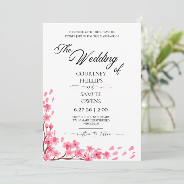 Watercolor Botanical Wedding Invite (Standing Front)