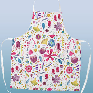 Watercolor Botanical Wildflower Hedgerow Painting Apron