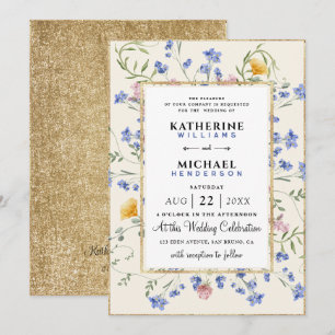 Watercolor Botanical Wildflower Meadow Wedding Invitation
