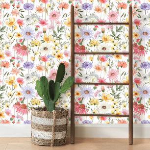 Watercolor Botanical Wildflowers Floral Meadow Wallpaper