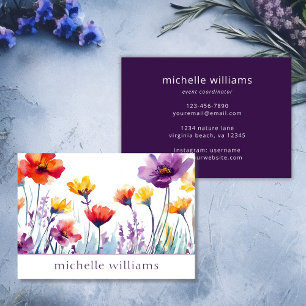Watercolor Botanical Wildflowers Flower Business Card
