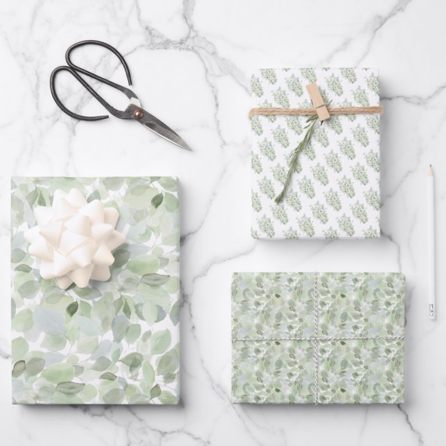 Watercolor Botanical  Wrapping Paper Sheet (Front)