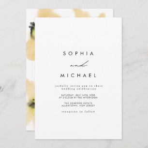 Watercolor Botanical Yellow Flowers Wedding Invitation