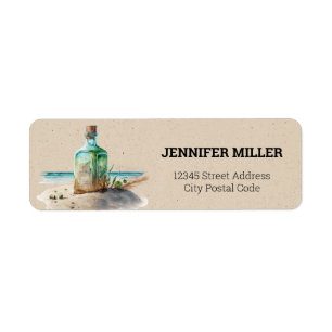 Watercolor bottle with message inside Label