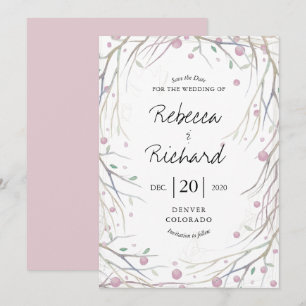 Watercolor Boughs Whimsical Save the Date Card