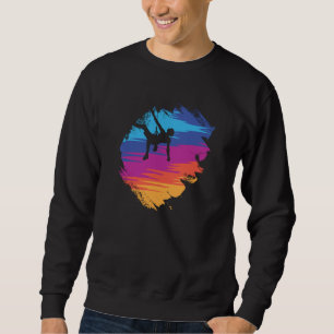 Watercolor Bouldering Distressed Rock Climbing Cli Sweatshirt