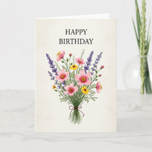 Watercolor Bouquet Birthday Card
