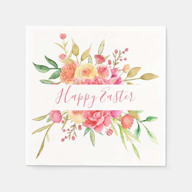 Watercolor Bouquet Easter Napkins (Front)