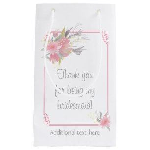 Watercolor Bouquet Floral Bridesmaid Gift Wedding Small Gift Bag