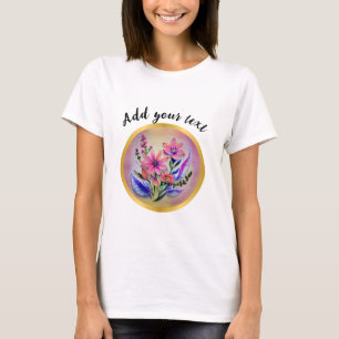 Watercolor Bouquet Flowers, Colourful Background   T-Shirt