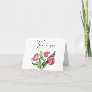 Watercolor bouquet flowers Thank You Card