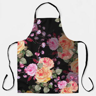 Watercolor bouquet flowers with flowers haricot on apron