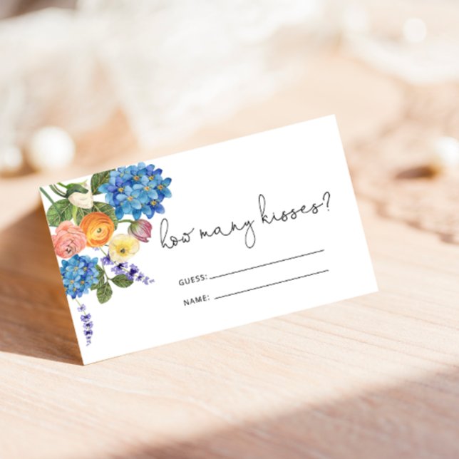 Watercolor Bouquet Guess How Many Kisses Cards (Creator Uploaded)