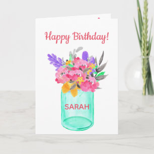 Watercolor Bouquet in a Jar. Card
