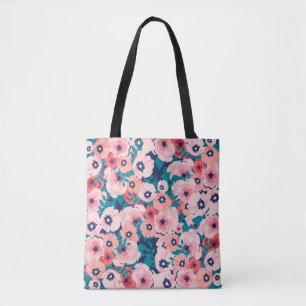 Watercolor bouquet of flowers seamless pattern tote bag