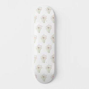 Watercolor bouquet of wildflowers skateboard