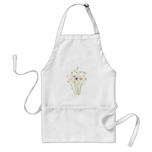 Watercolor bouquet of wildflowers standard apron