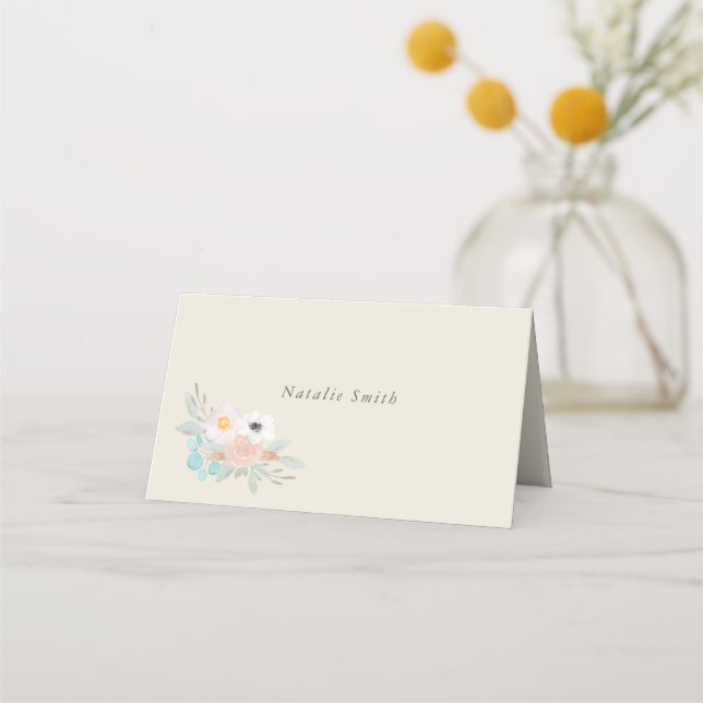 Watercolor Bouquet, placecards (Front)